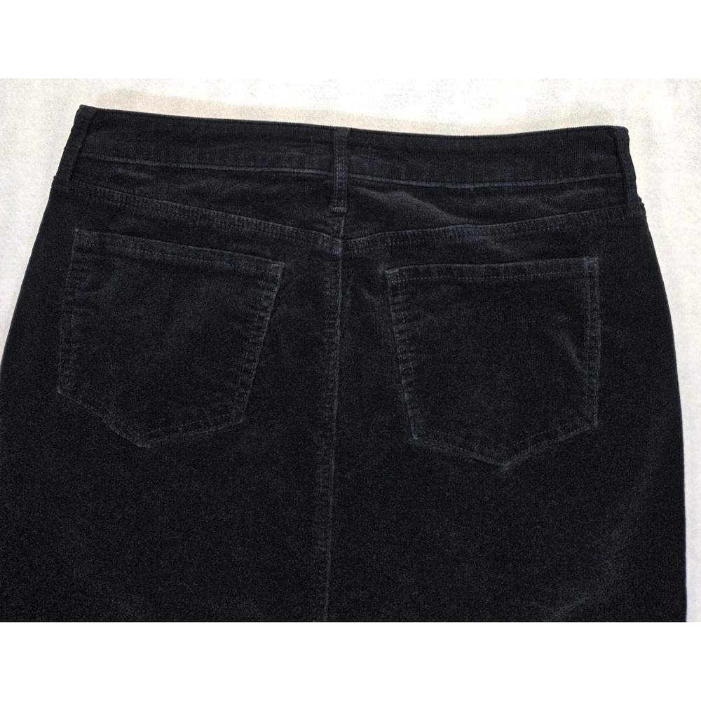 NYDJ Skirt Sz 8 Black Corduroy Stretch Pencil Slimming Midi Tummy Control - Picture 4 of 5